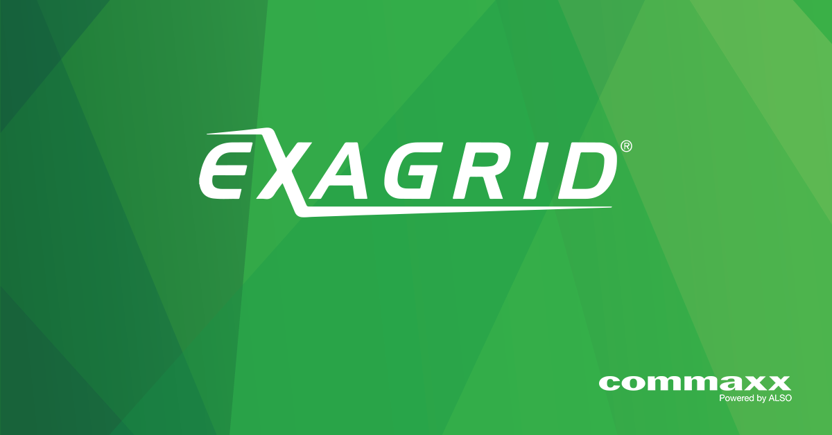 Grønt banner. Exagrid by Commaxx powered by ALSO