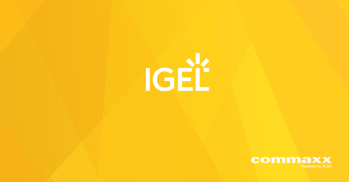 Gult banner. IGEL by Commaxx powered by ALSO
